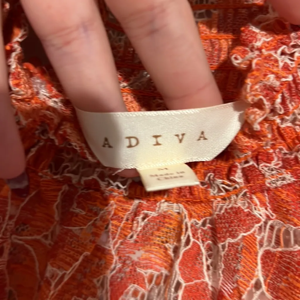 Floral print cap sleeve blouse Orange Size M - Image 3