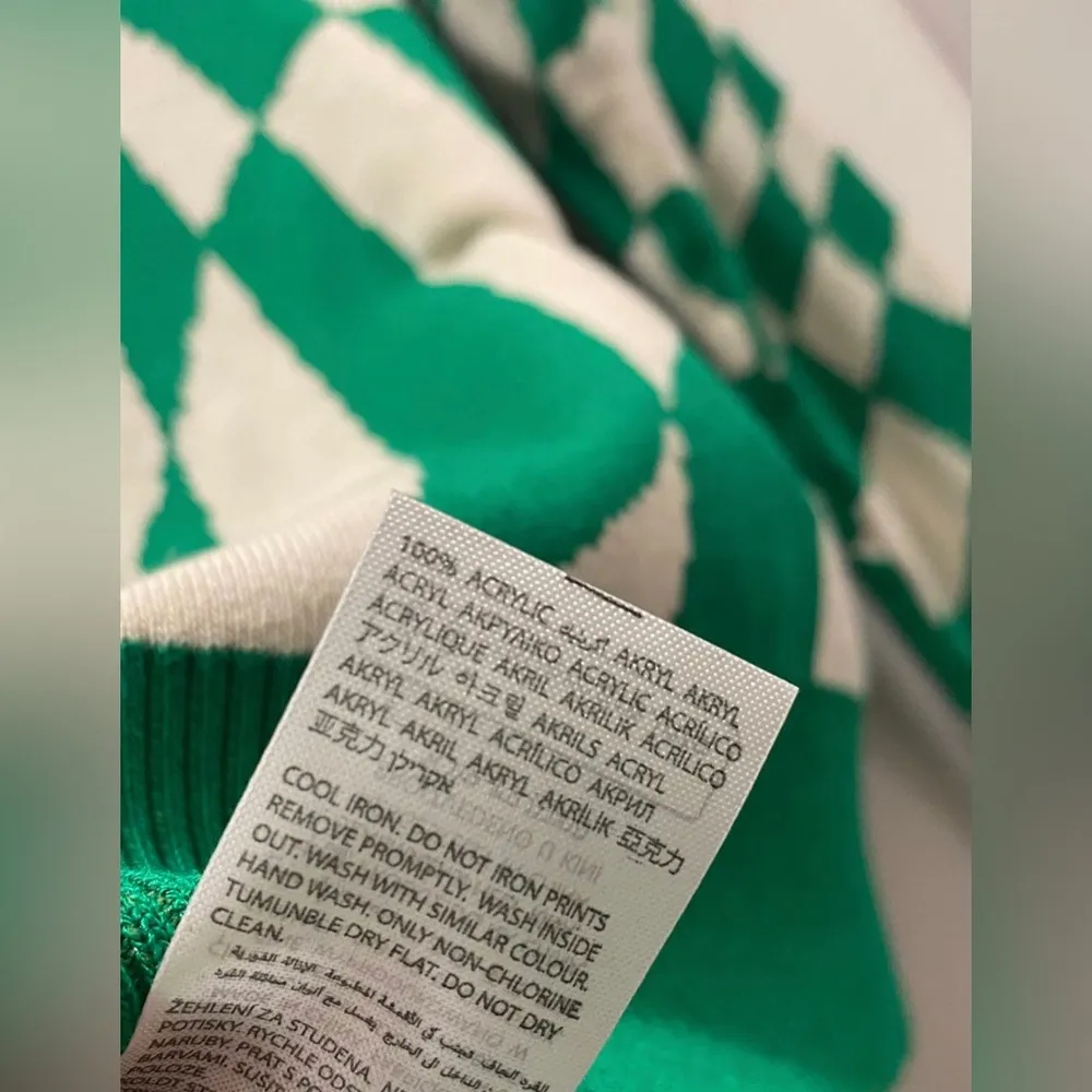 Green & White Checkered Print Morphy Oversized Sweater - XS/S - Image 5