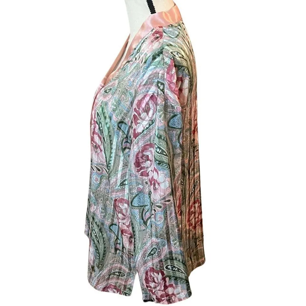 Vtg 90s Victoria’s Secret GOLD LABEL Floral Pajama Paisley Shirt Top Sheer Sz S - Image 4