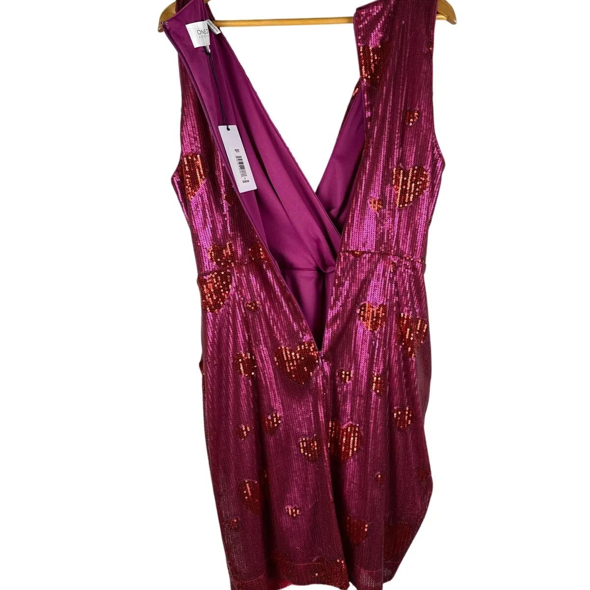 ONE33 Social Pink & Red Sequin Hearts‎ Faux Wrap Party Dress Size 8 - Image 13