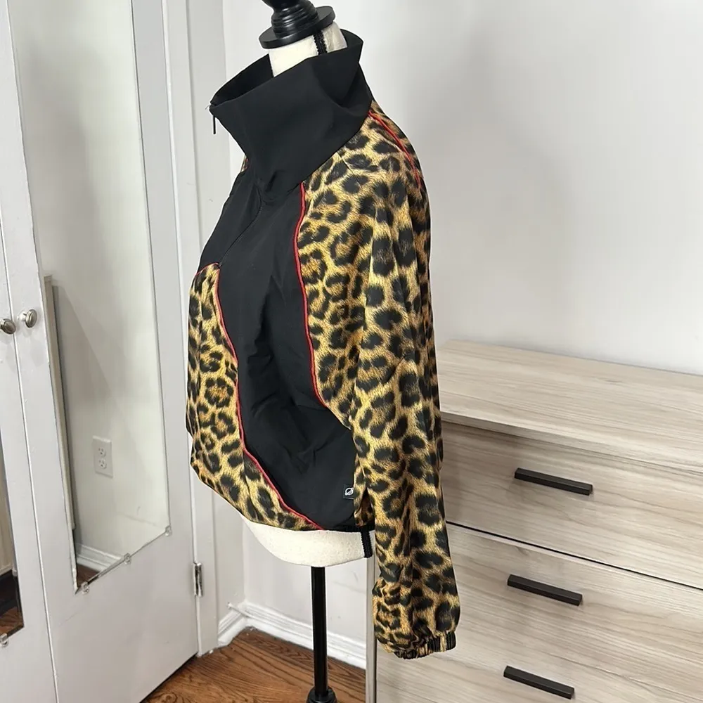NWT Terez Leopard Blocked Quarter-Zip Wind-Resistant Bomber Jacket Small - Image 7