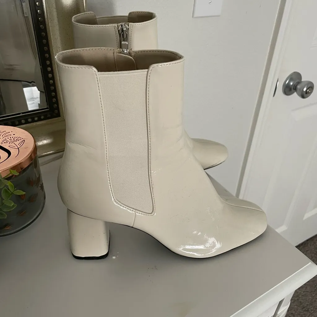 Zara white leather booties - Image 4