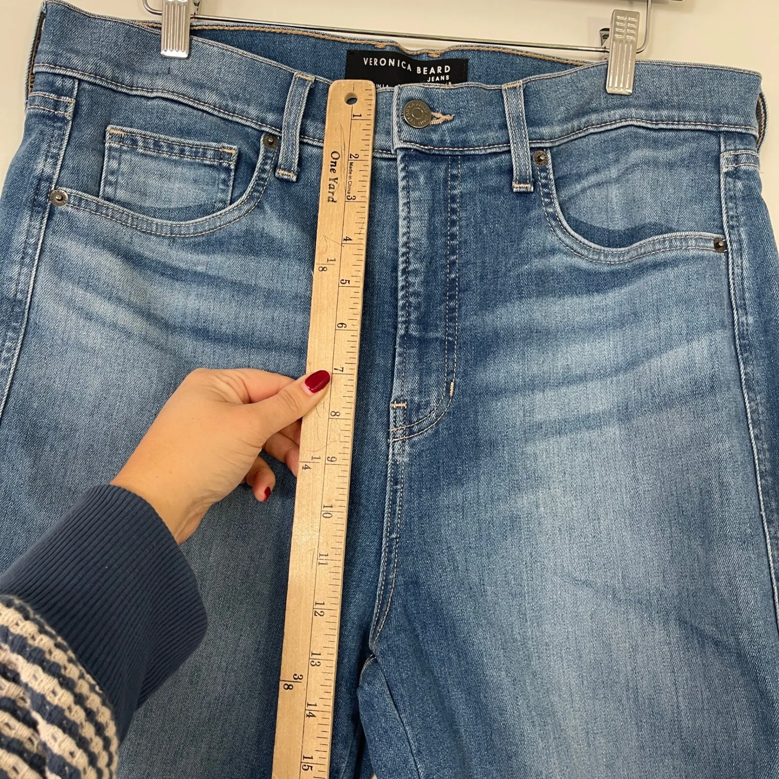 Veronica Beard Carson Ankle Flare High Rise Jeans Mystic Blue Wash Size 32 - Image 10