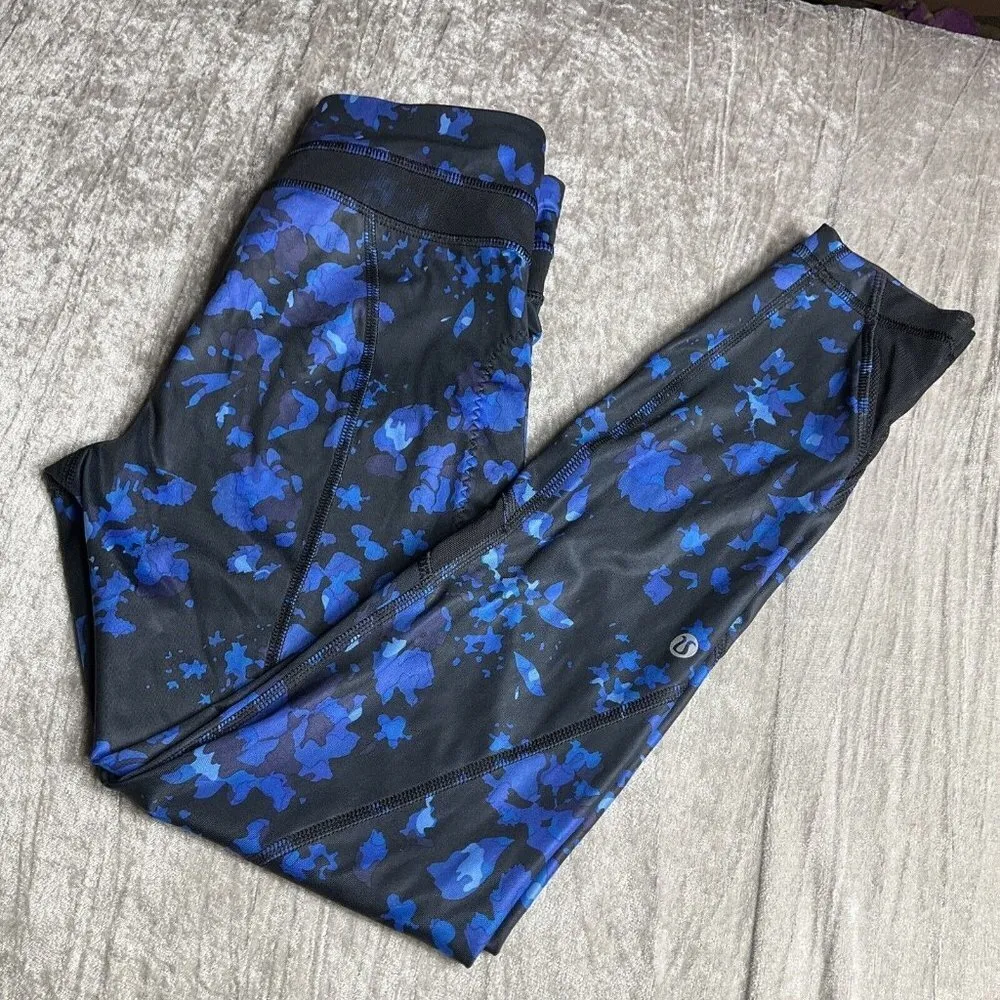 Lululemon Inspire Tight II Full On Luxtreme Mesh Dandy Digie Blue/Black Sz4 - Image 13