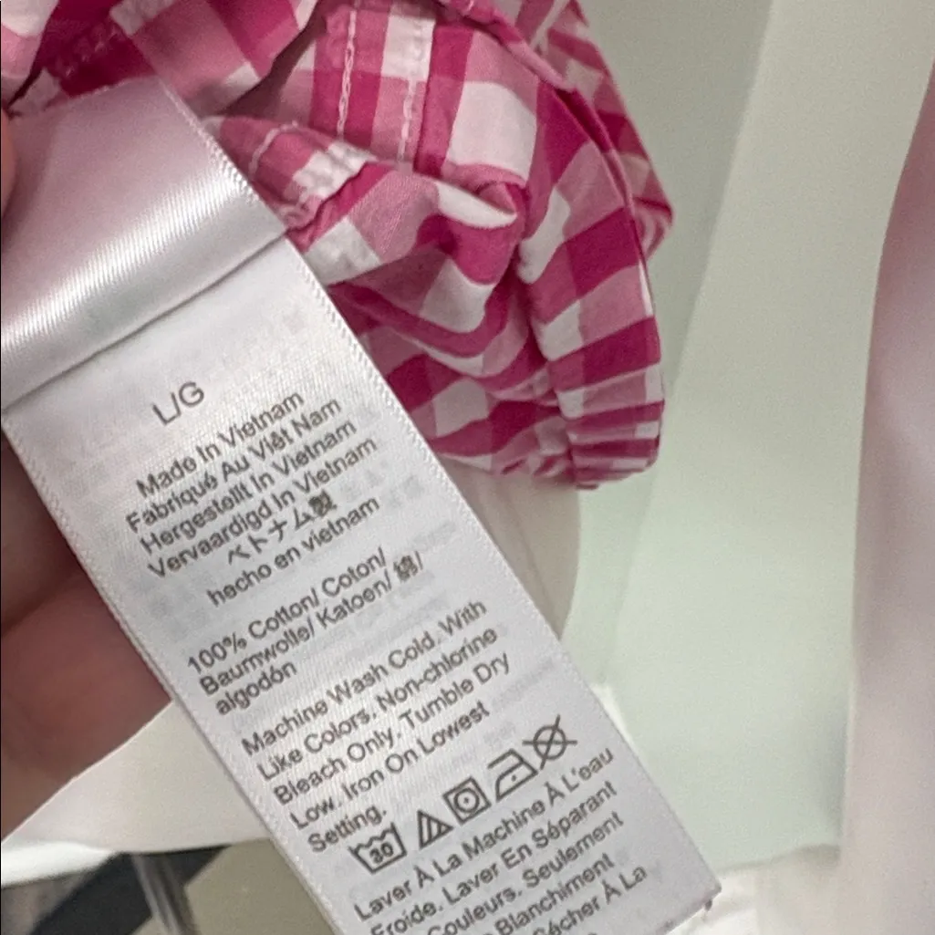 J.Crew  Pink Gingham Pajama Top + Bottom set large - Image 5