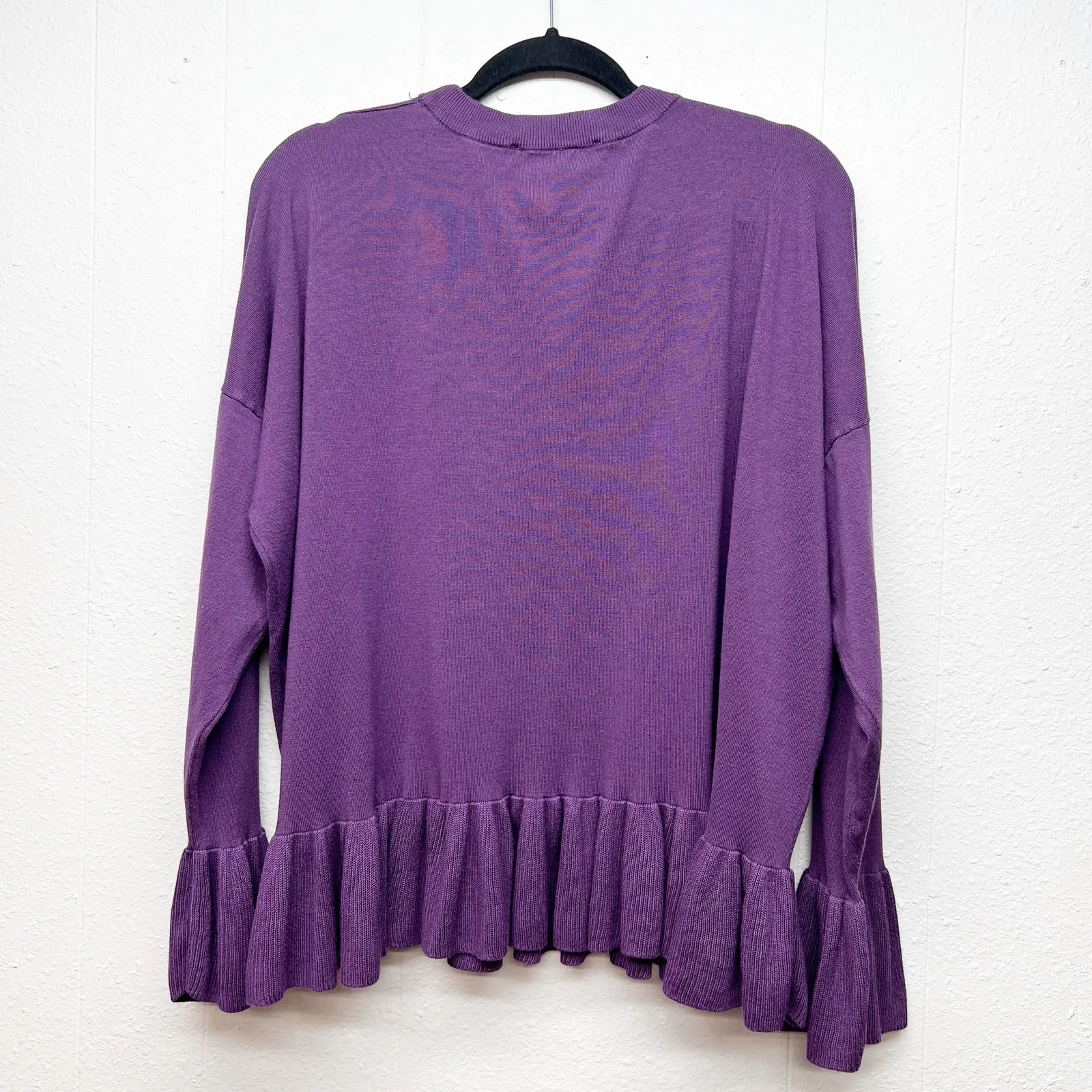 Colleen Lopez Sweater Womens 3X Stretch Beaded Ruffle Trim Party Evening Event Purple - Image 6