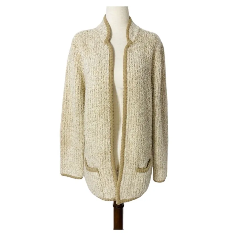 VINTAGE EPITOME Boucle Knit Cardigan Tan Size XL - Image 2