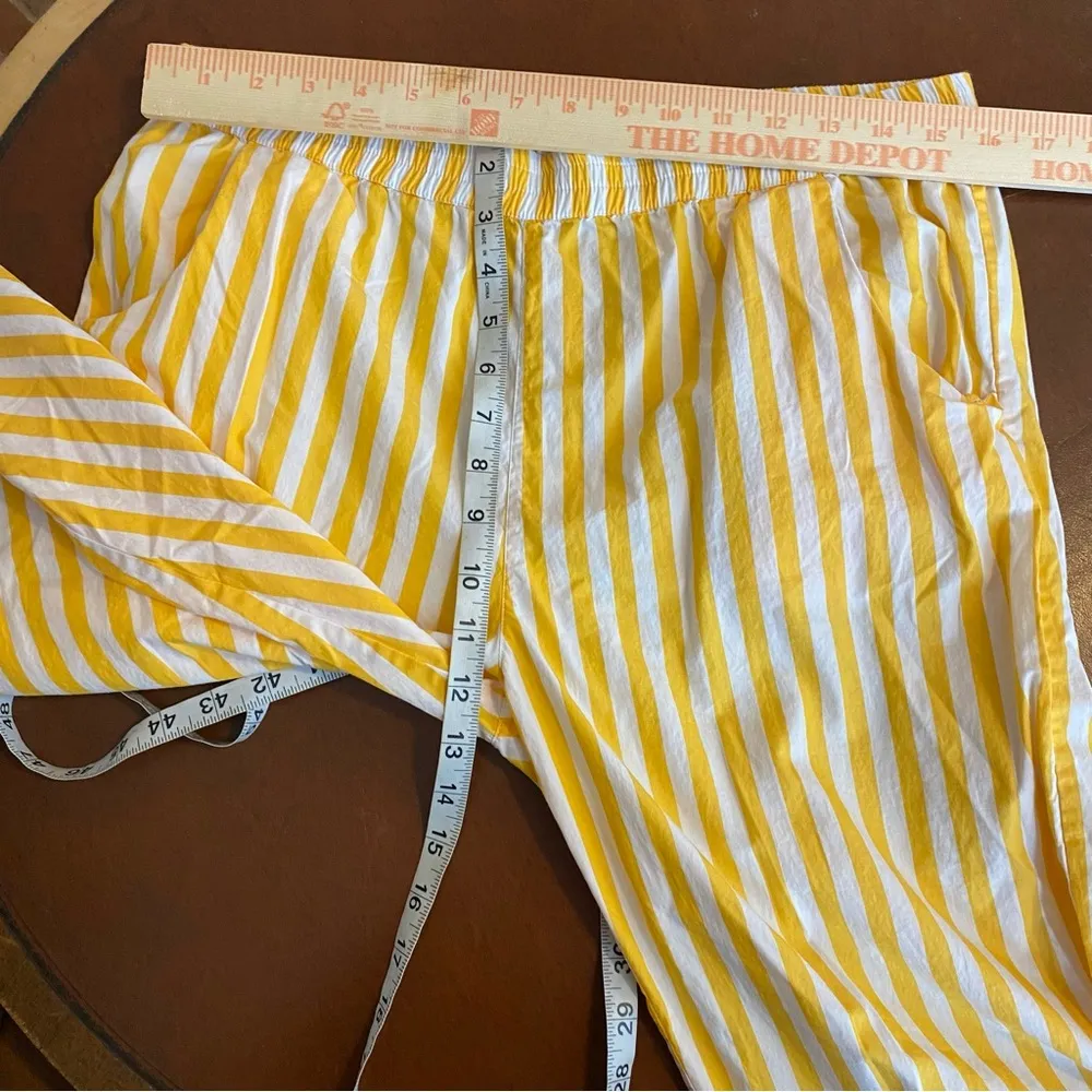 LAKE Darby stripe poplin pajamas yellow 100% cotton size medium - Image 8
