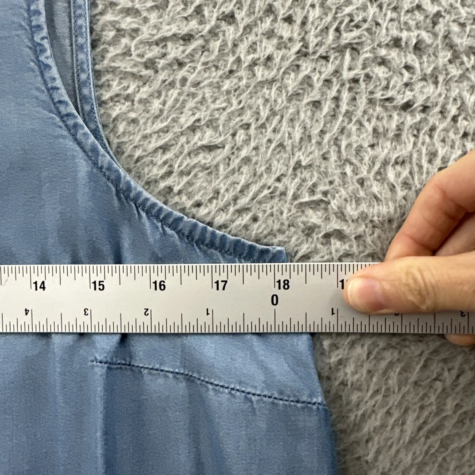 J. Jill Denim Jean Chambray Tunic Top Sleeveless Boho Tencel Lyocell Women Small Blue - Image 6