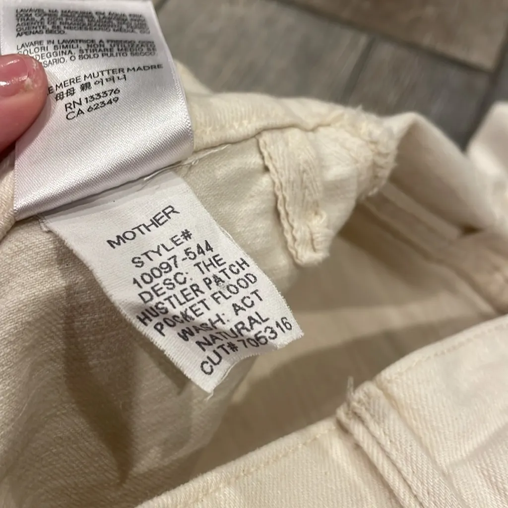 MOTHER Act Natural The Hustler Patch Pocket Flood White Size 27 - Image 4