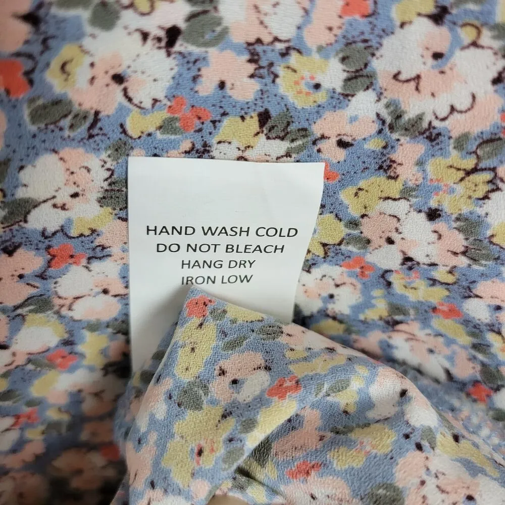 Sienna Sky Prairie Top Womens Medium Pink Blue Floral Lace Trim Cottagecore - Image 5