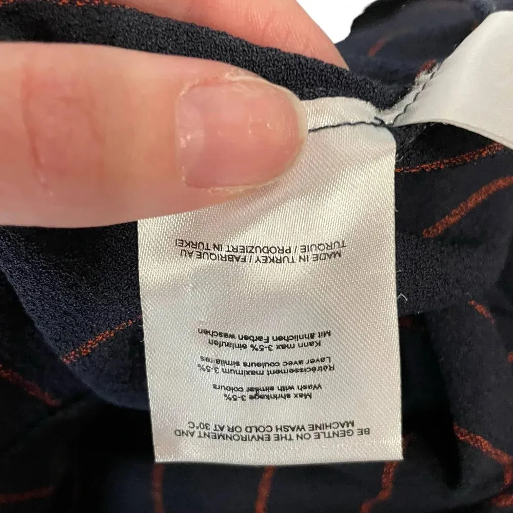 Ganni Clark Bell Sleeve Blouse Navy Blue Red Pinstripe Size 34 / US 2‎ - Image 8