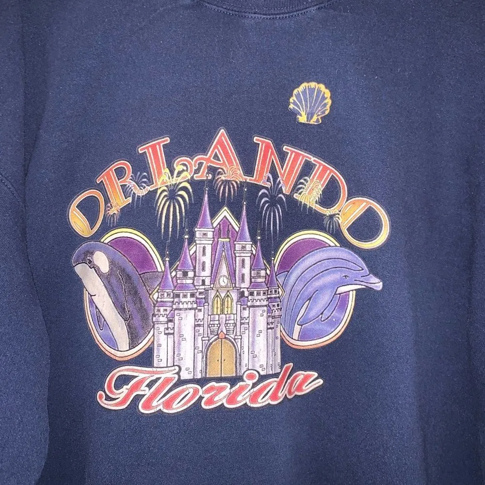 Vintage Orlando Florida Dolphins & Castle Disney Crewneck - Image 3