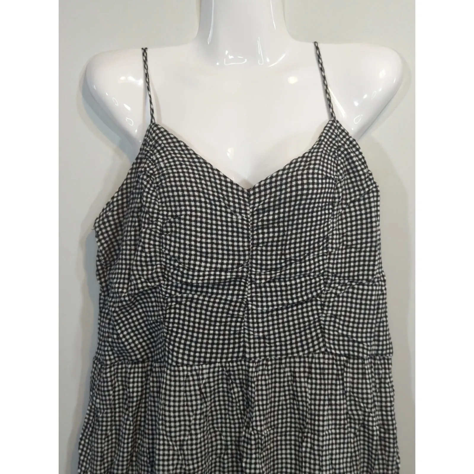 Maurices Black Gingham Tiered Top Mini Dress Womens XL Cottage Core Prairie - Image 3