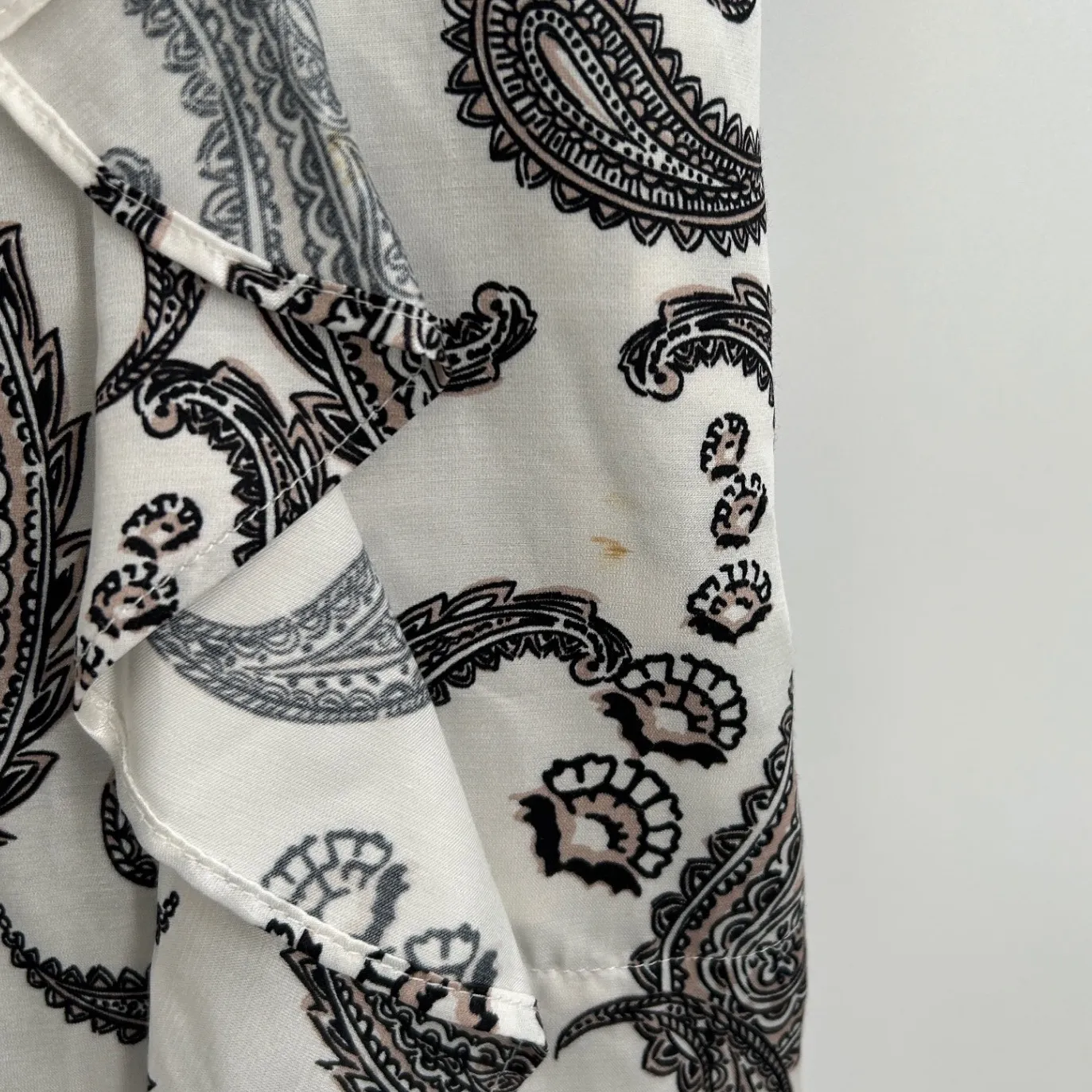 Hale Bob Paisley Print Ruffle V Neck Long Sleeve Silk Blend Midi Dress Sz Large - Image 8