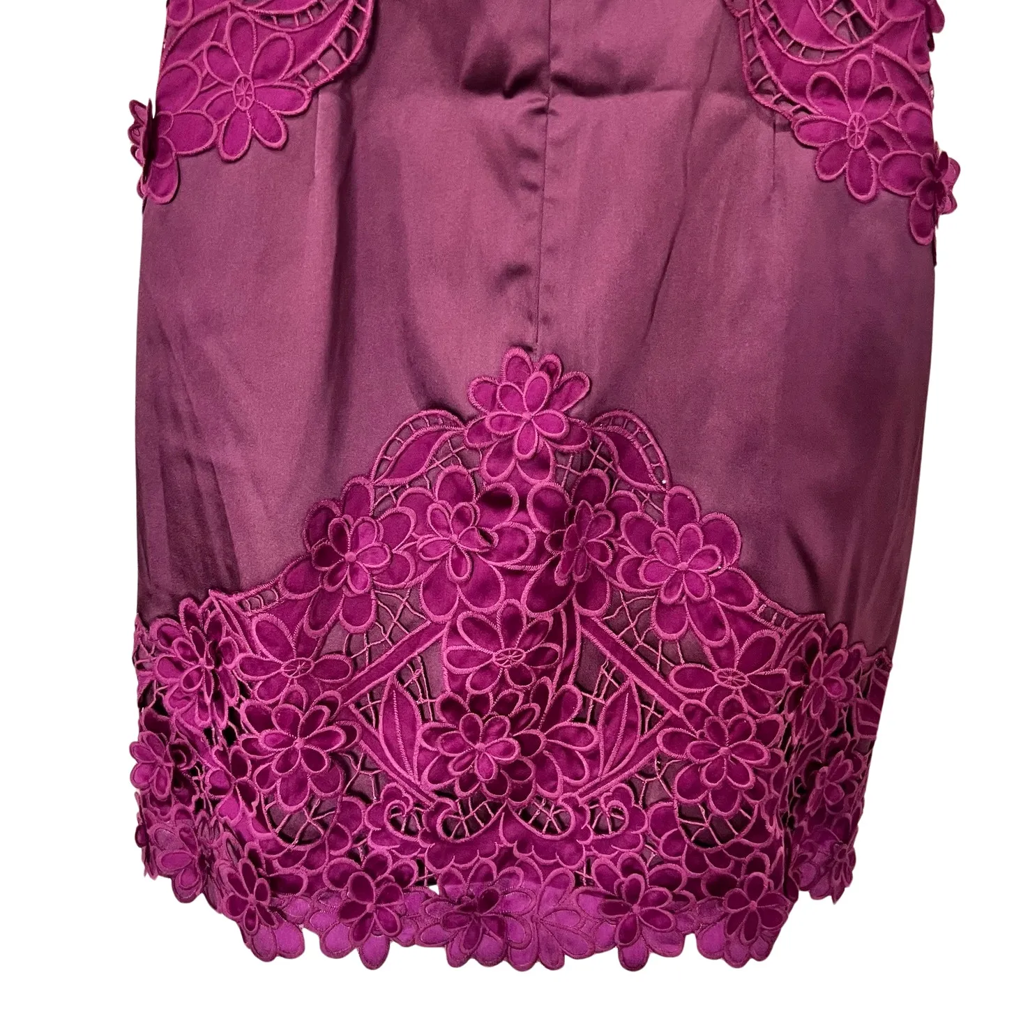 Laundry by Shelli Segal Purple Strapless Mini Dress Floral Crochet size 4 Y2K - Image 9