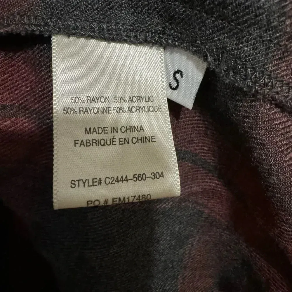 Cloth and Stone Anthropologie Red and Black Plaid Long Sleeve‎ Top W Black Bow - Image 6