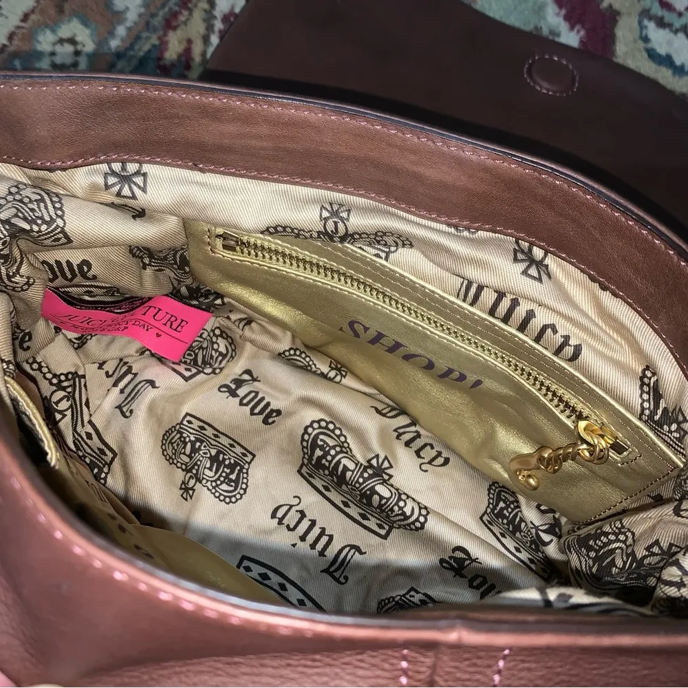 Juicy Couture Pam & Gela Scottie Dog Charm Brown Leather Heart Purse - Image 7