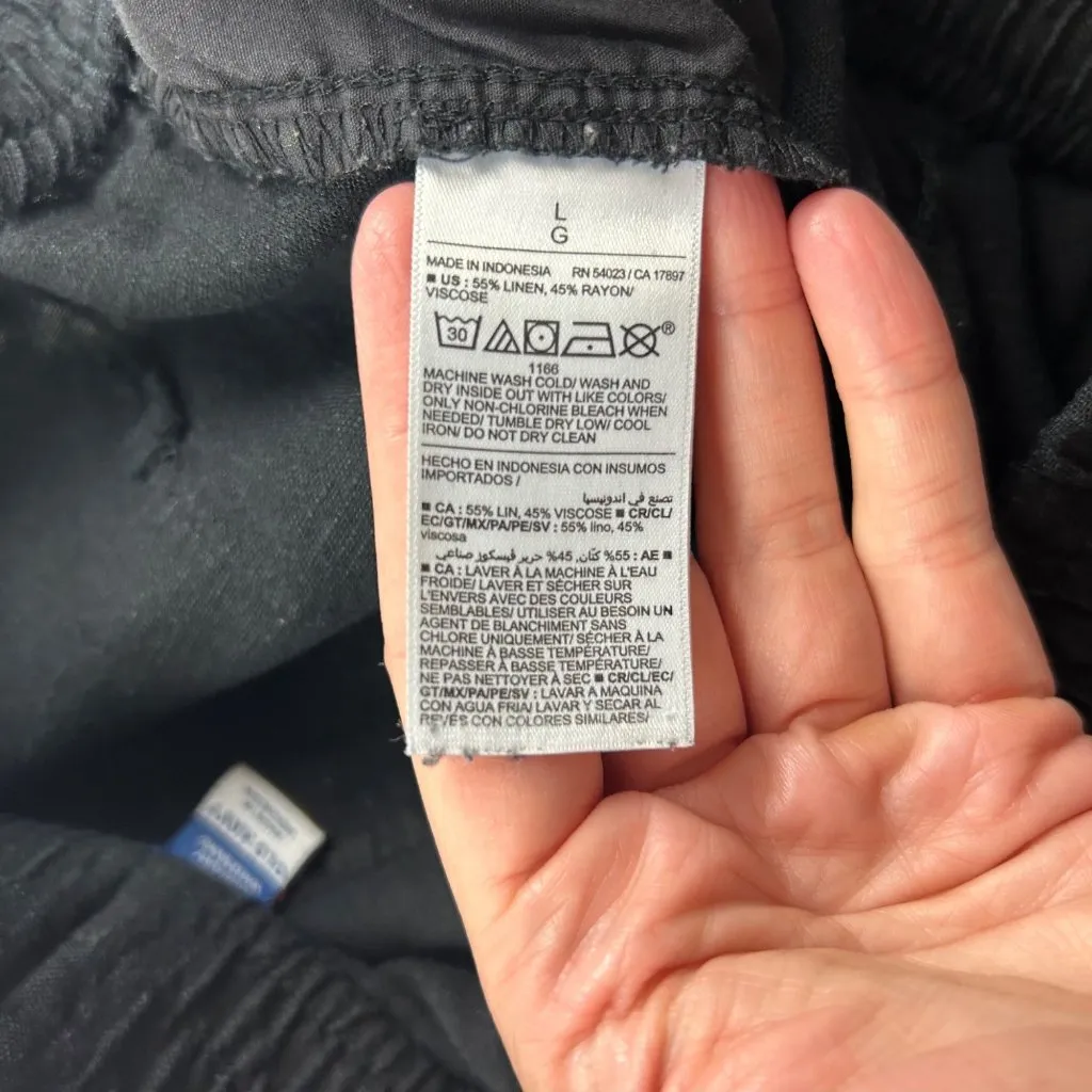 Old Navy Black Linen Blend Wide Leg Lounge Pant L - Image 5