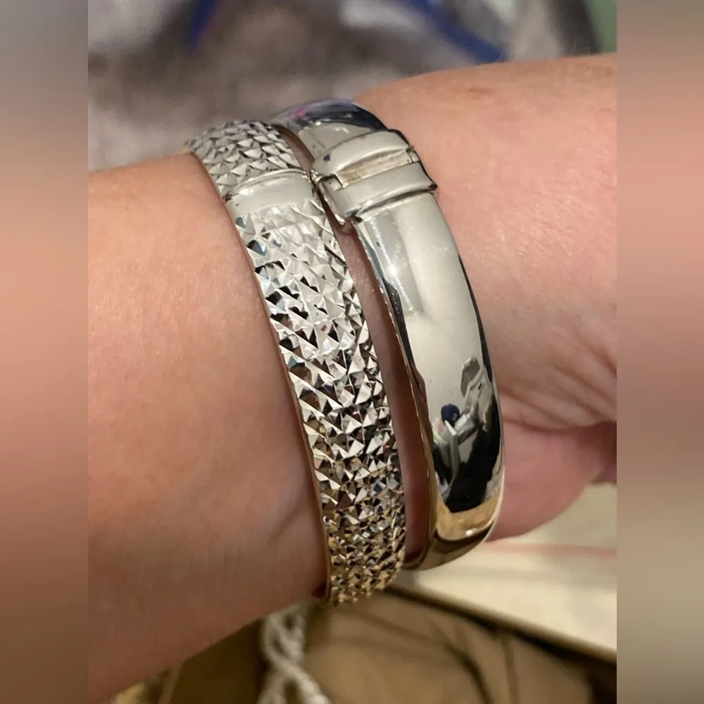 Sterling Silver 925 Diamond Cut Solid Bracelet Bangle 40g - Image 4