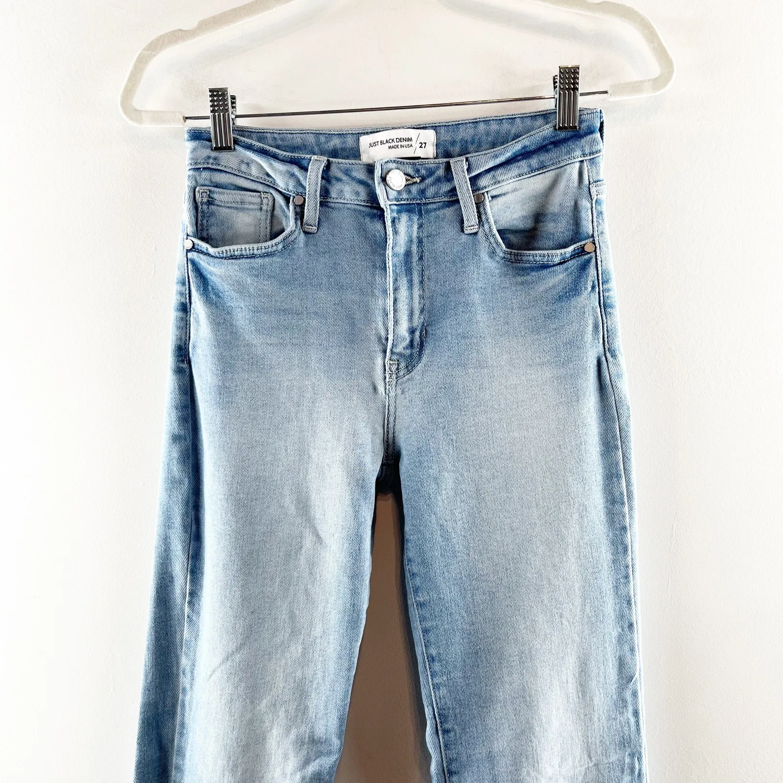 Just Black Mid Rise Straight Bootcut Raw Hem Jeans Light Wash Blue 27 / 4 - Image 12