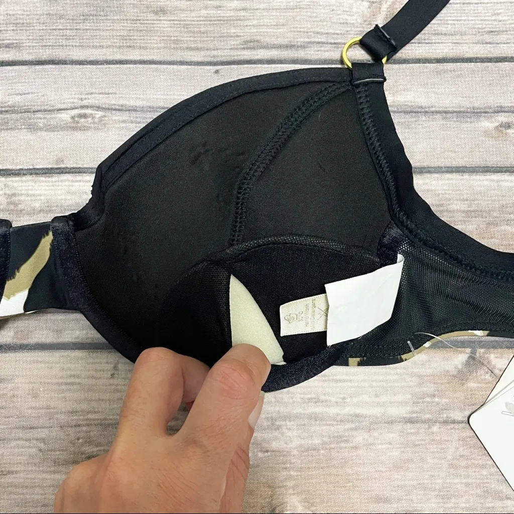 Swim Systems Animal Print Convertible Straps Underwire Push Up Bikini Top Small Black - Image 8