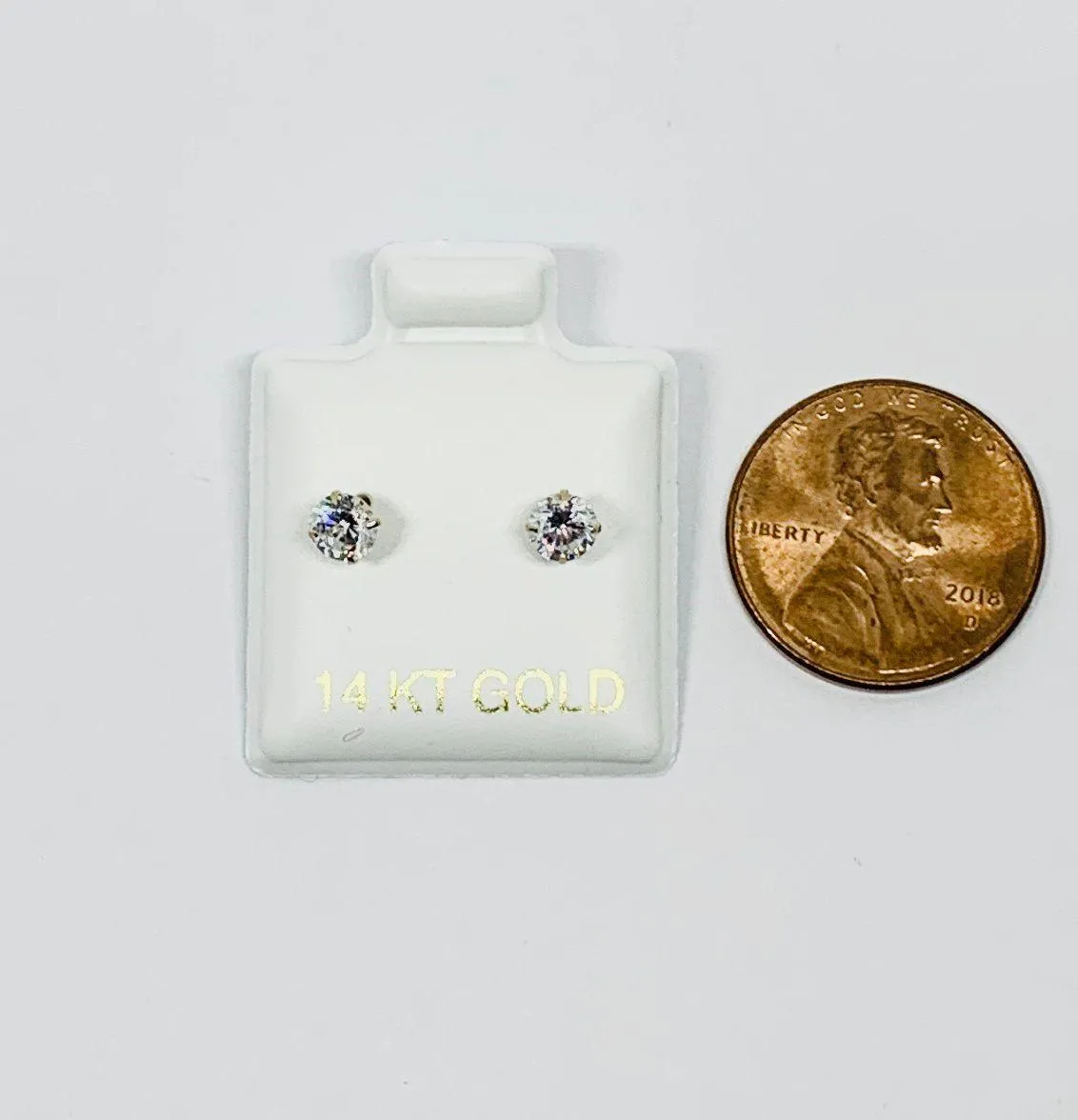 14k Gold Earrings White Screwback - Image 2