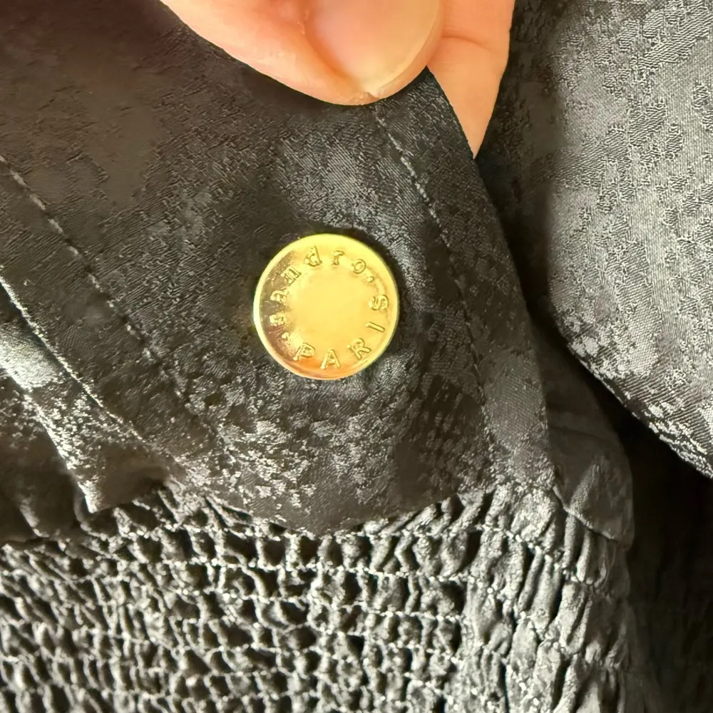 SANDRO Black Snakeskin Effect Smocked Dress - Image 7