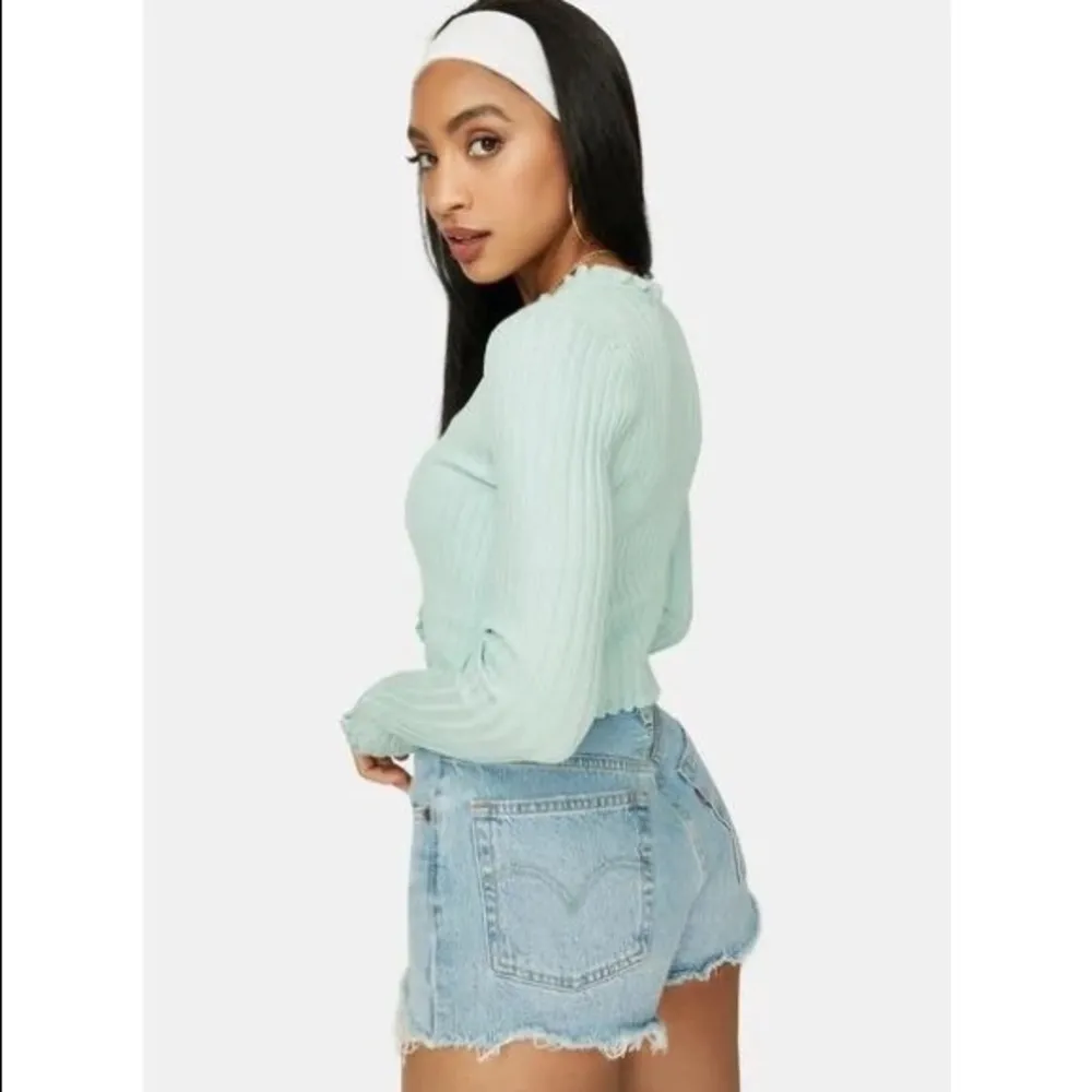 Dolls Kill CLIQUE ON SPEED DIAL CROPPED SWEATER in Mint - Image 2
