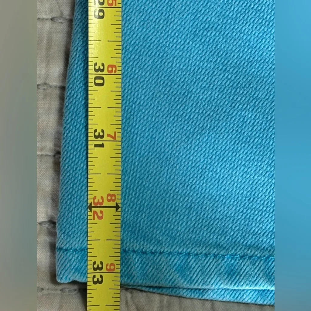 Topshop Teal Kort Jeans Split Hem Size‎ 28 Length 33 EUC - Image 8