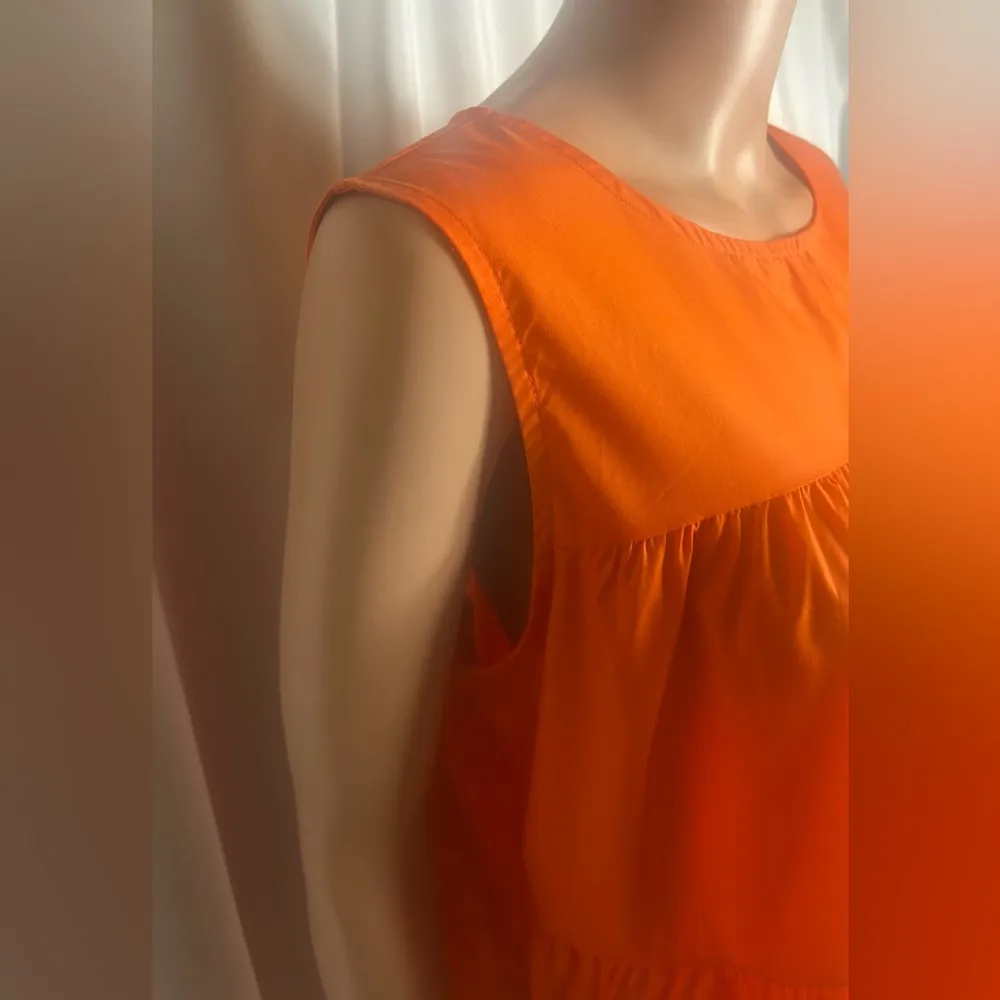 Solution Mini Dress True Orange Color 3 Tiered Lightweight Sleeveless Size L Size L - Image 3