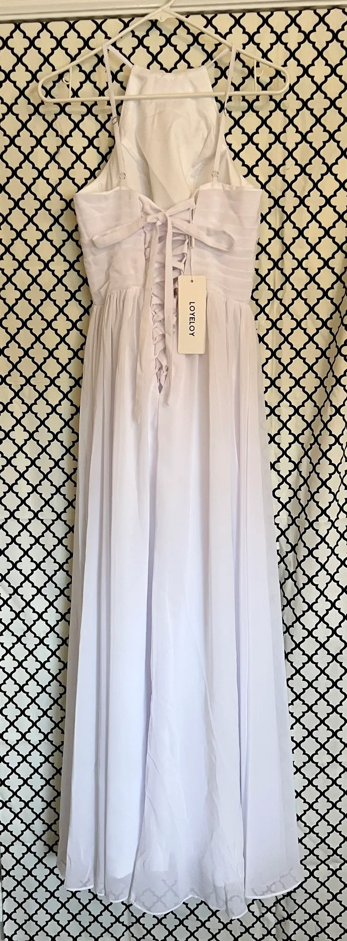 Chiffon Pleated Formal Dress White Size 0 - Image 4