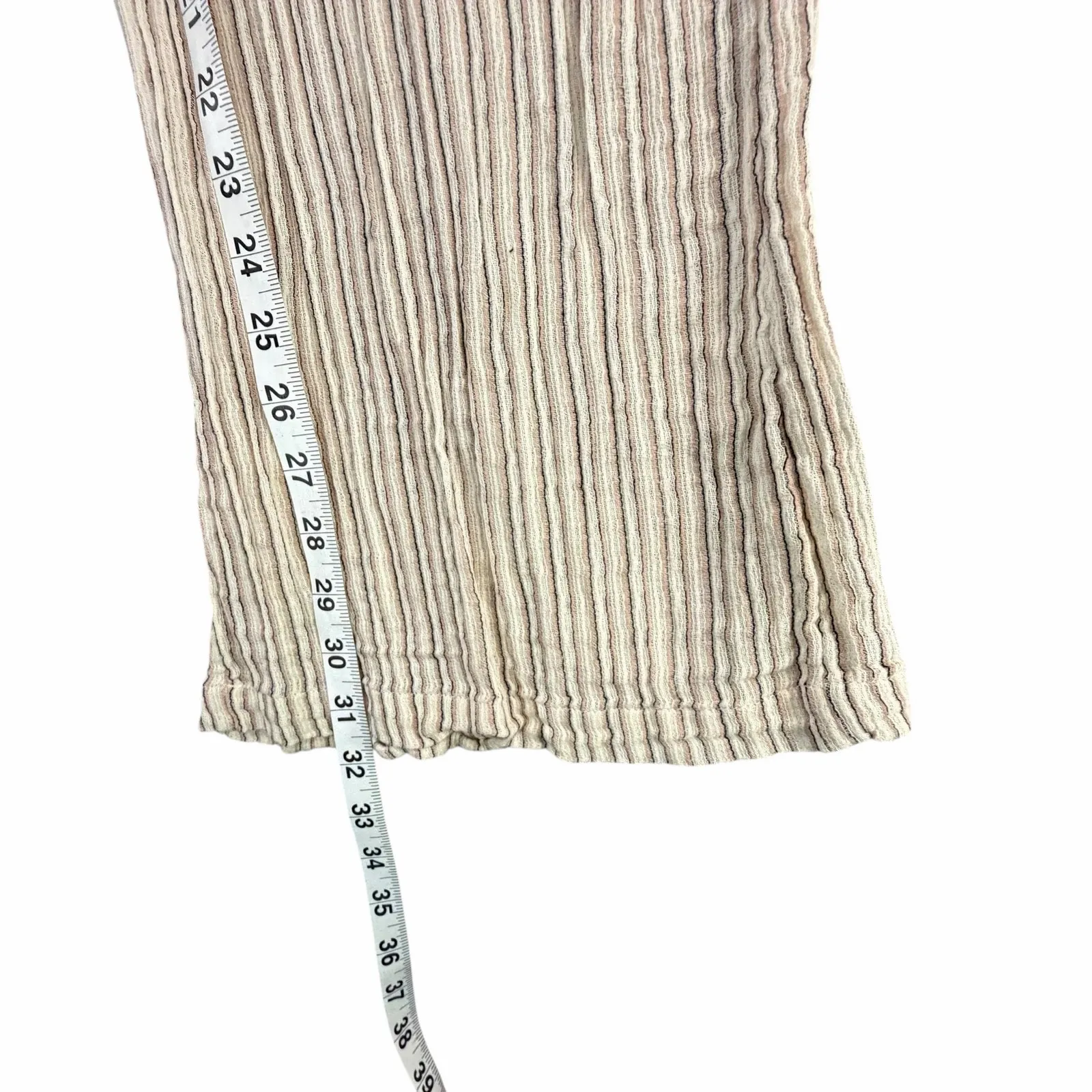 Billabong Wide Leg Pants Womens L Cream New Waves Stripe Beach Coastal Chic - Image 8