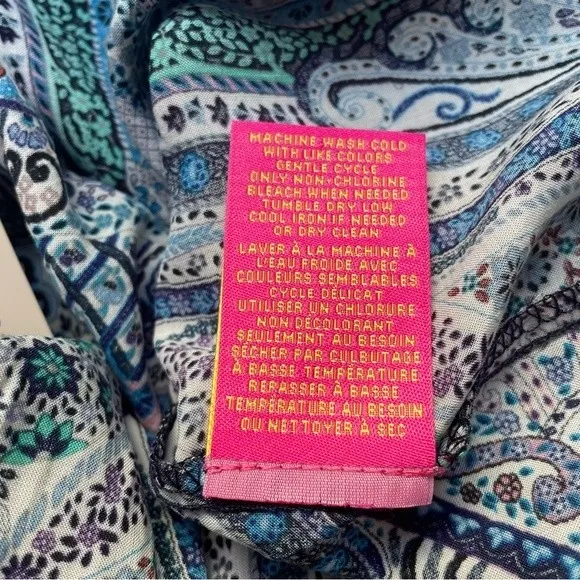 NWT Catherine Malandrino Square Neck Ruffle Strap Tank Blue Paisley Size XL NEW - Image 12