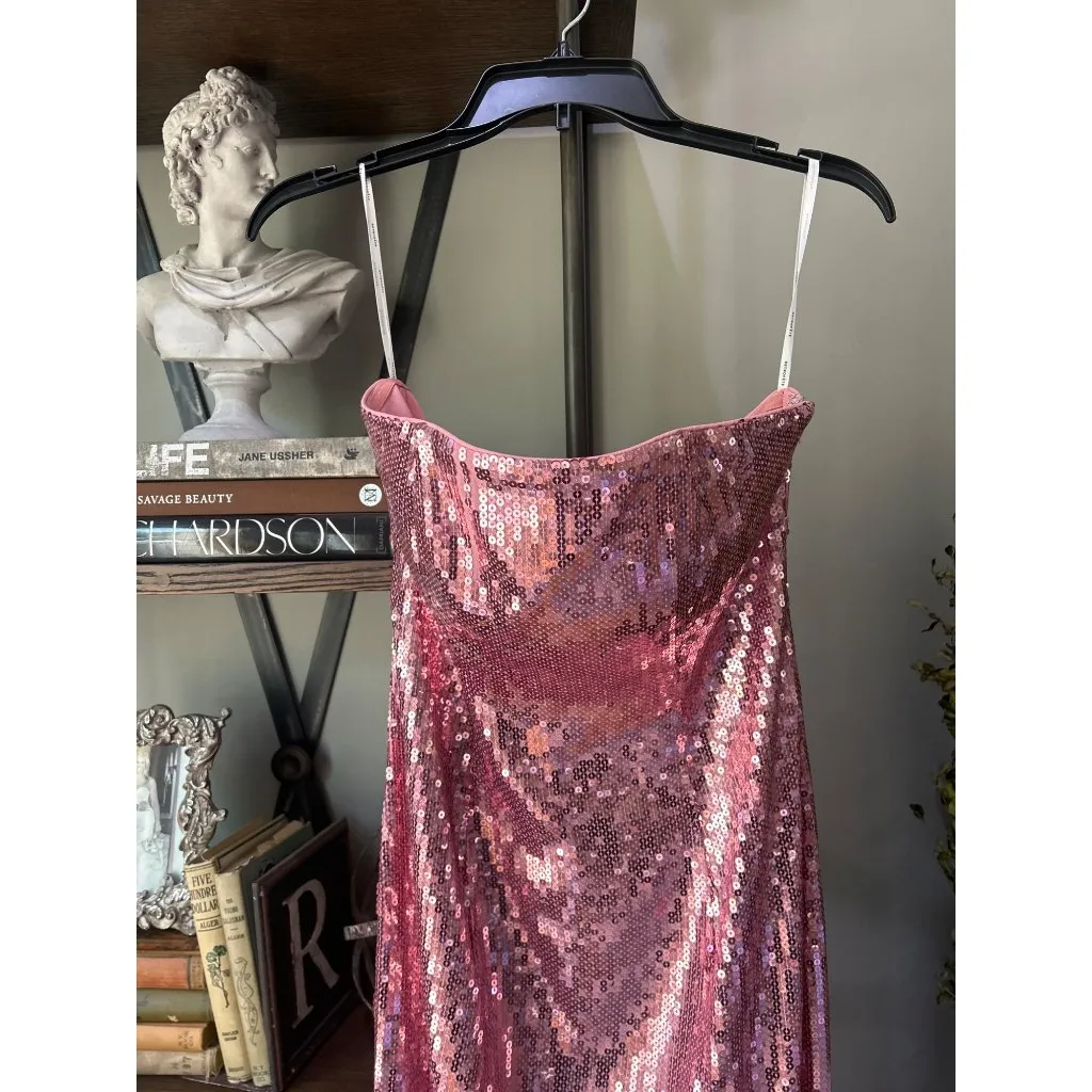 retrofete Ember Sequin Strapless Maxi Dress Pink Womens Size XS - Image 6