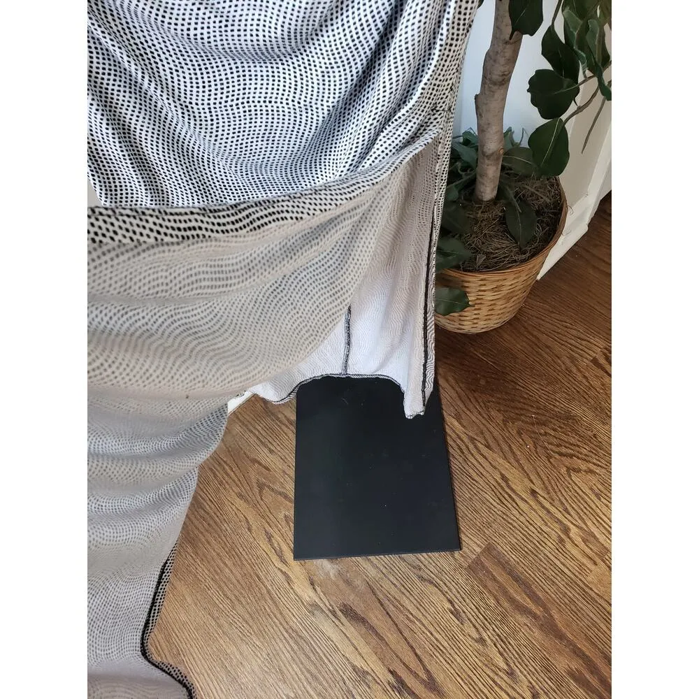 Long Maxi Dress Women's Small White Polka Dot Scoop Neck High Slit Bodycon Sexy - Image 10