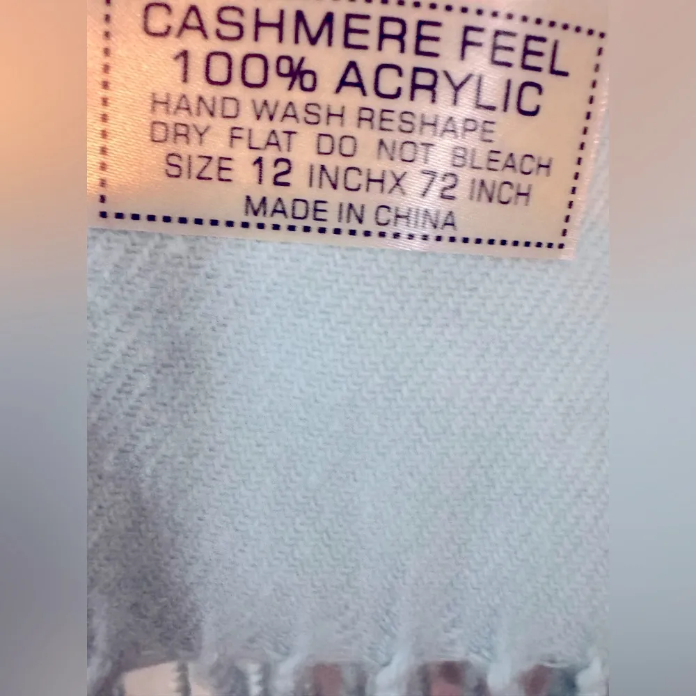 Cashmere Scarf Blue with Fringe - Image 6