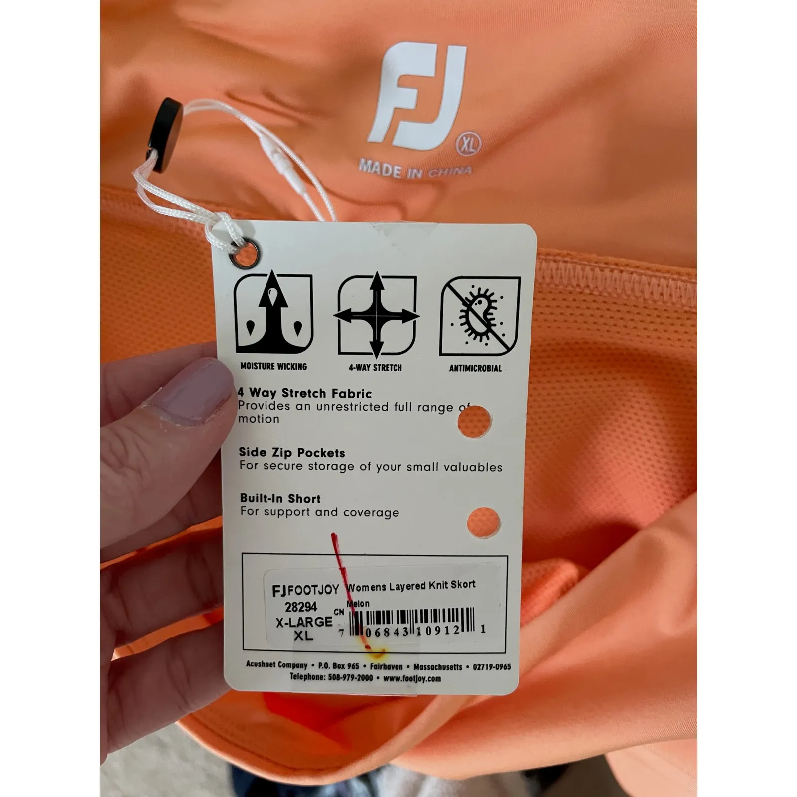 FootJoy Lightweight Woven Golf Pocket Skort Skirt Orange Size XL NEW - Image 7