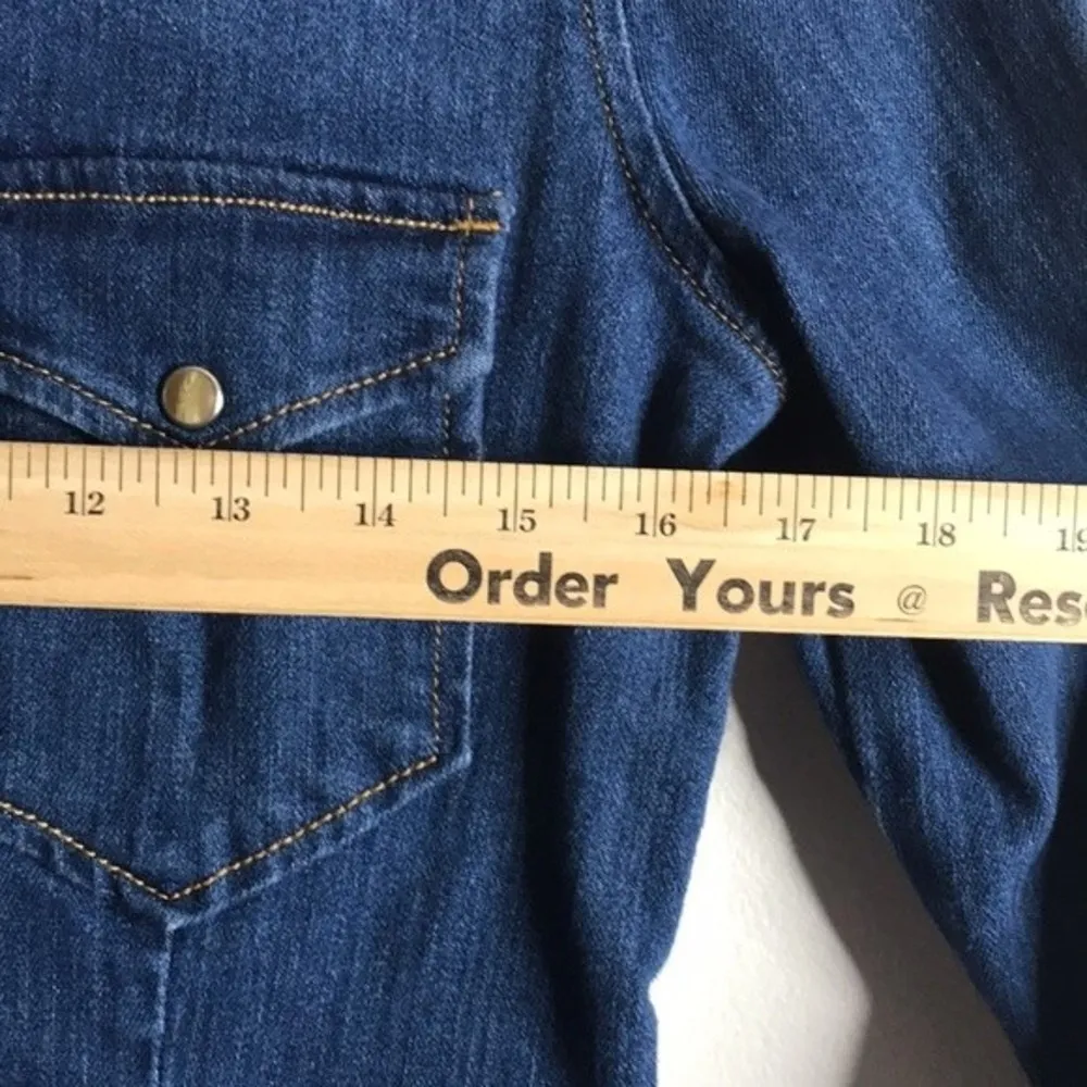 Kendall Kylie Denim Western Mini Dress Pearl Snap size medium - Image 6