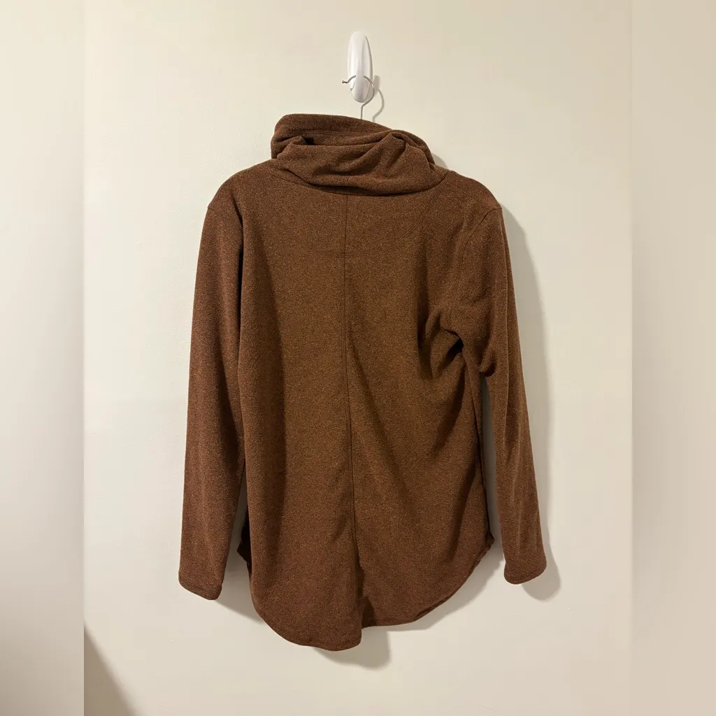 Deso Tallac Fleece Funnel Neck Pullover Large Brown - Image 3