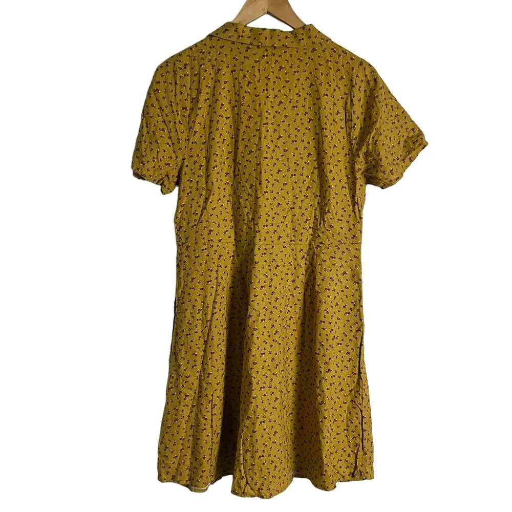 Madewell Kacie Mini Shirtdress Bitsy Bouquet Yellow Floral Size 10 - Image 13