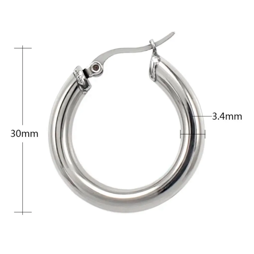 Chunky Tubular Hoop Earrings | White‎ Gold Filled - Image 14