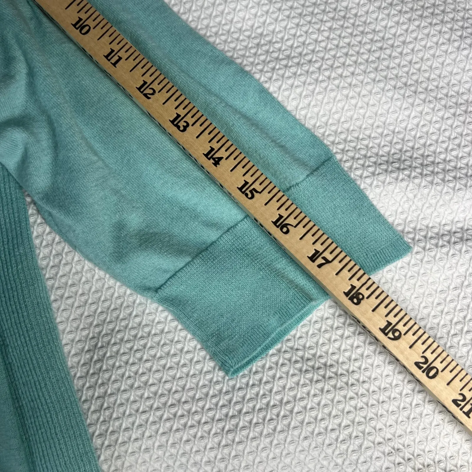 Womens Plus Size 2X Open Front Cardigan Sweater Aqua Blue 100% Cotton 3/4 Sleeve - Image 6