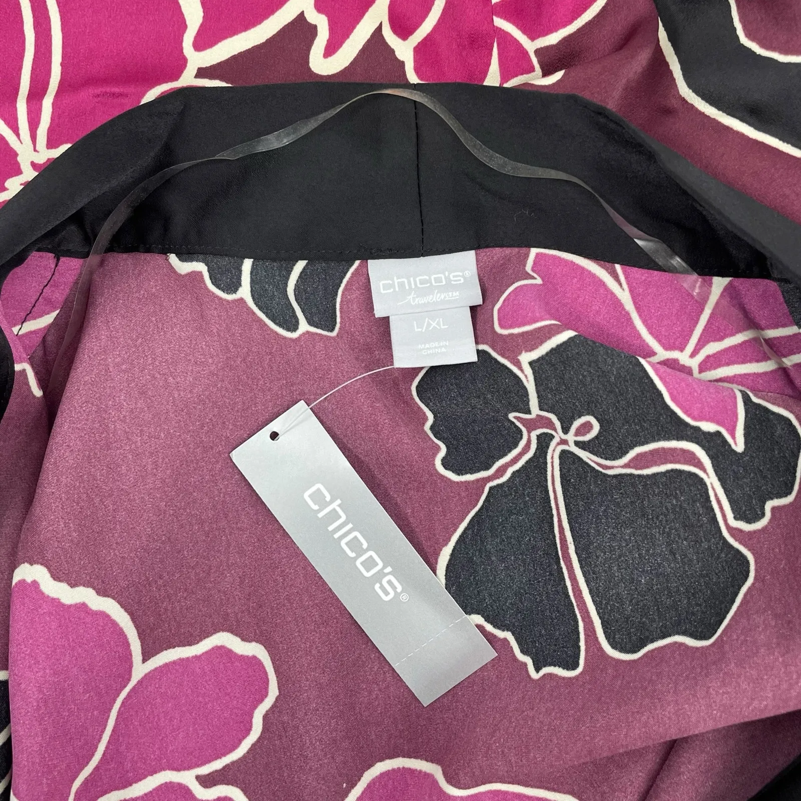 Chico's Travelers Floral Printed Kimono Jacket Deep Chianti Size L/XL - Image 12