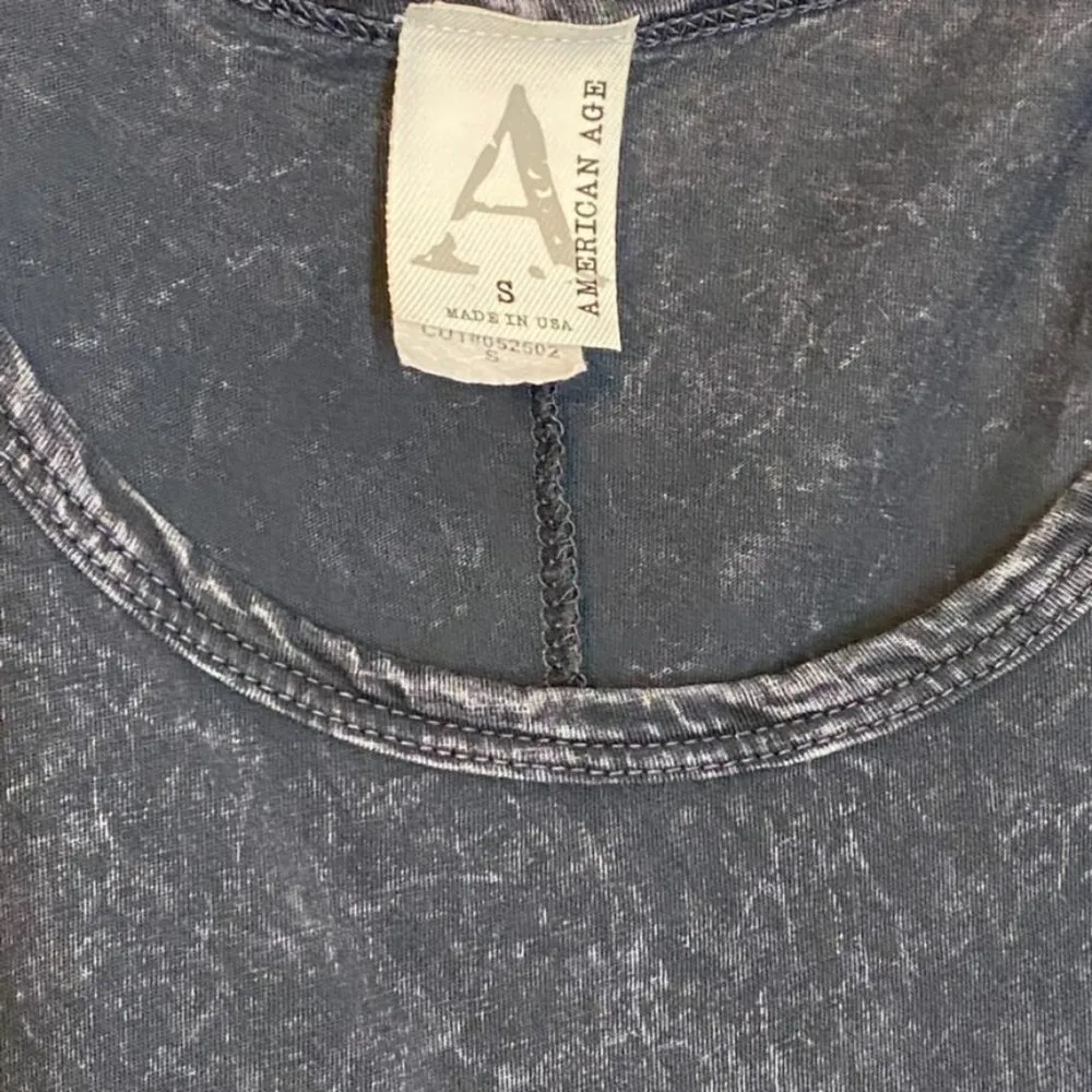 American Age Acid Wash Fringe Midi Dress Sleeveless Dark Gray Size Small - Image 7