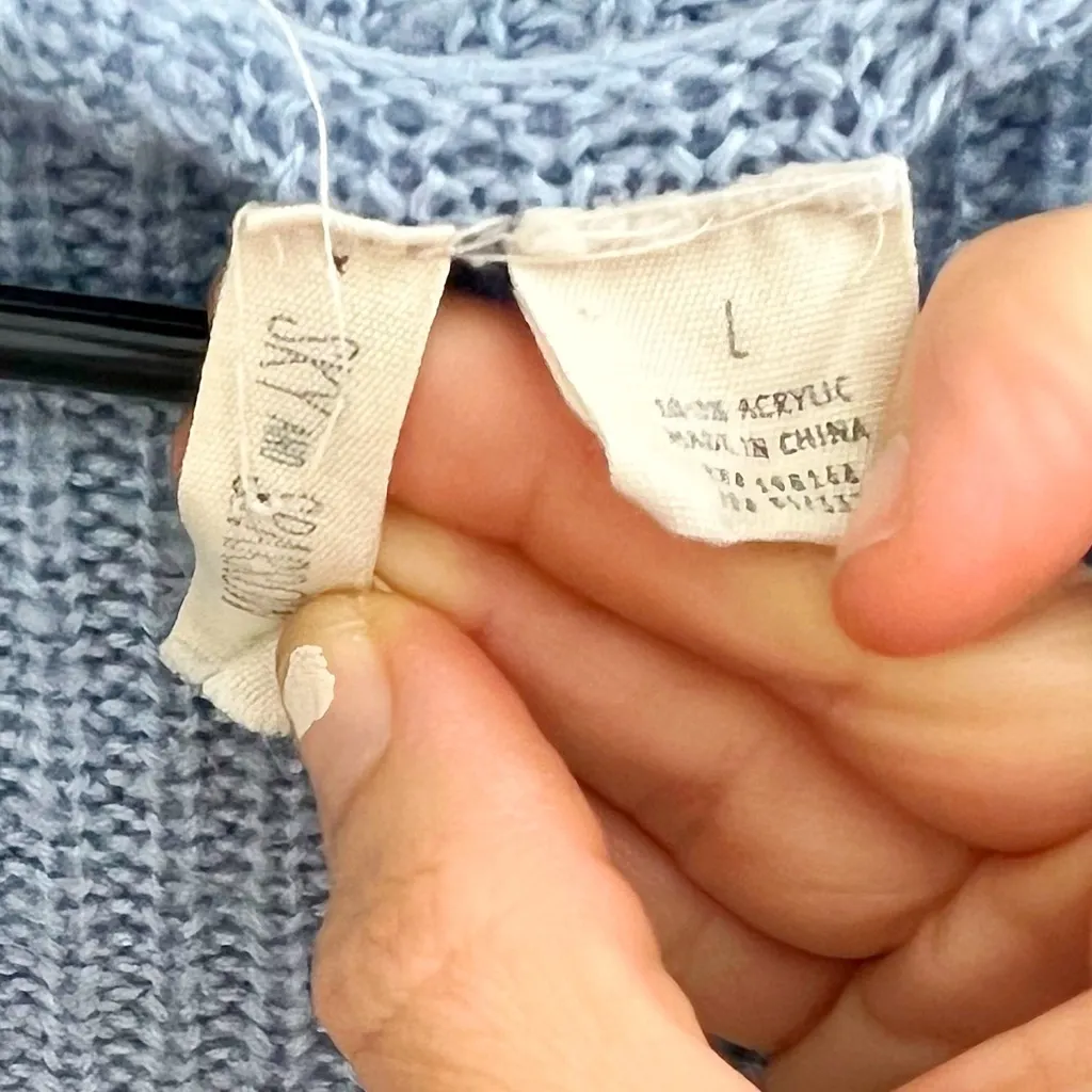 Sky & Sparrow Blue Front Tie Crop Sweater - Image 4