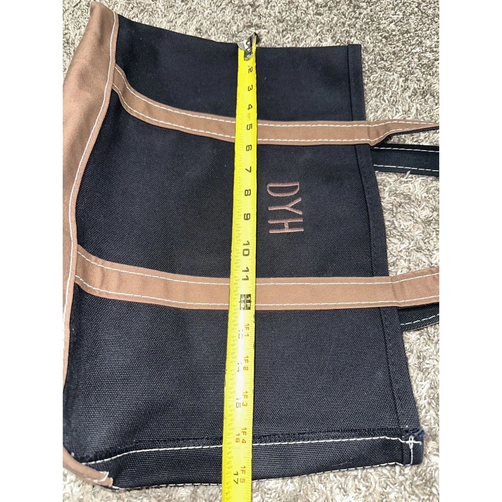 VTG 90s LL Bean Boat & Tote Bag USA Canvas Rare Black Brown medium - Image 10