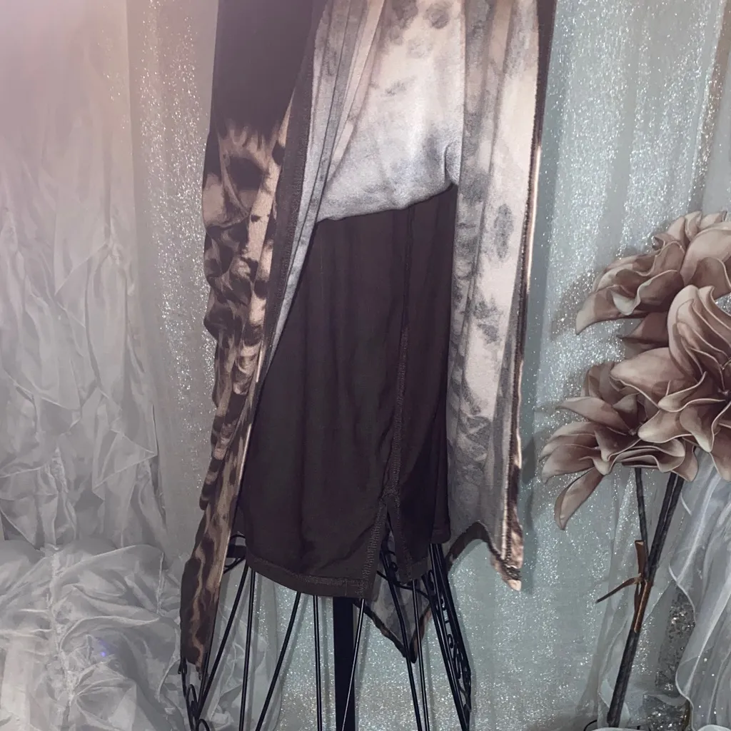 Simply Vera M Vera Wang Seamed Hanky-Hem Dress Brown and Tan Tie-Dye - Image 9