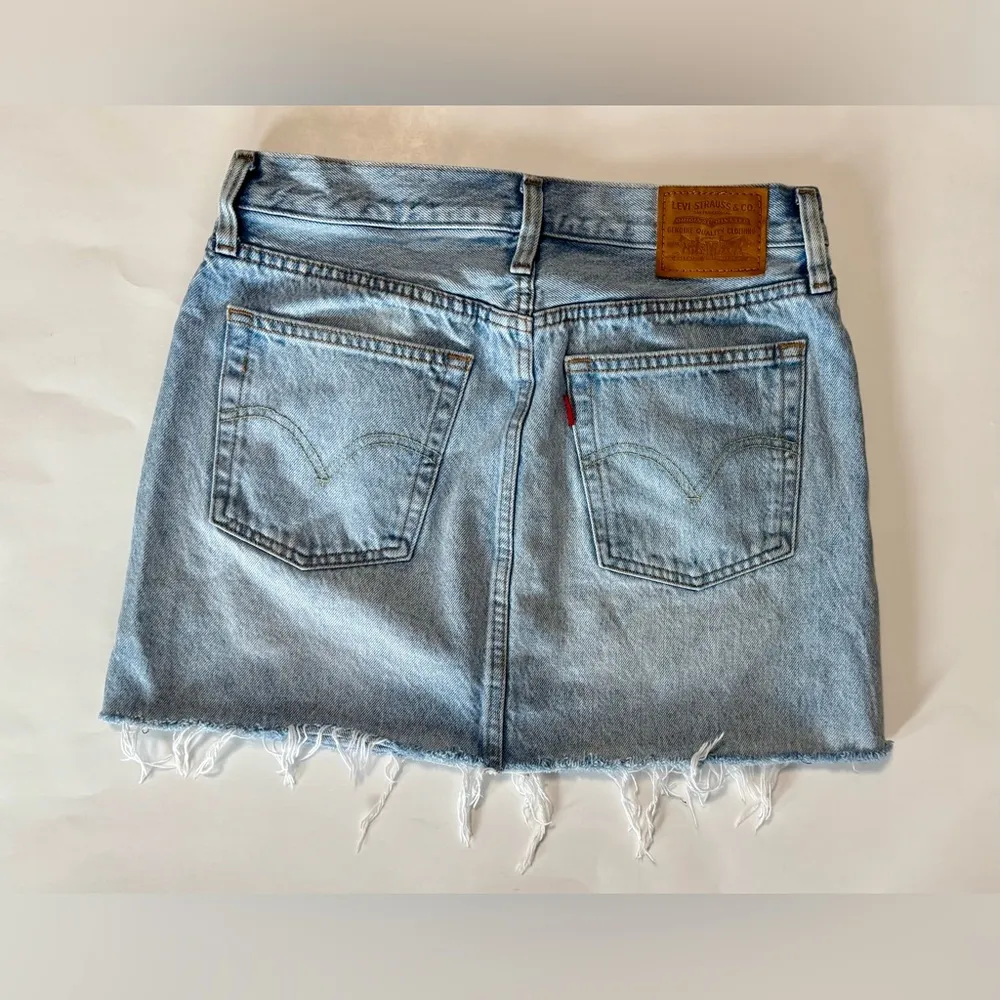 Y2K Full Zip Raw Hem Denim Mini Skirt Size 27 - Image 5