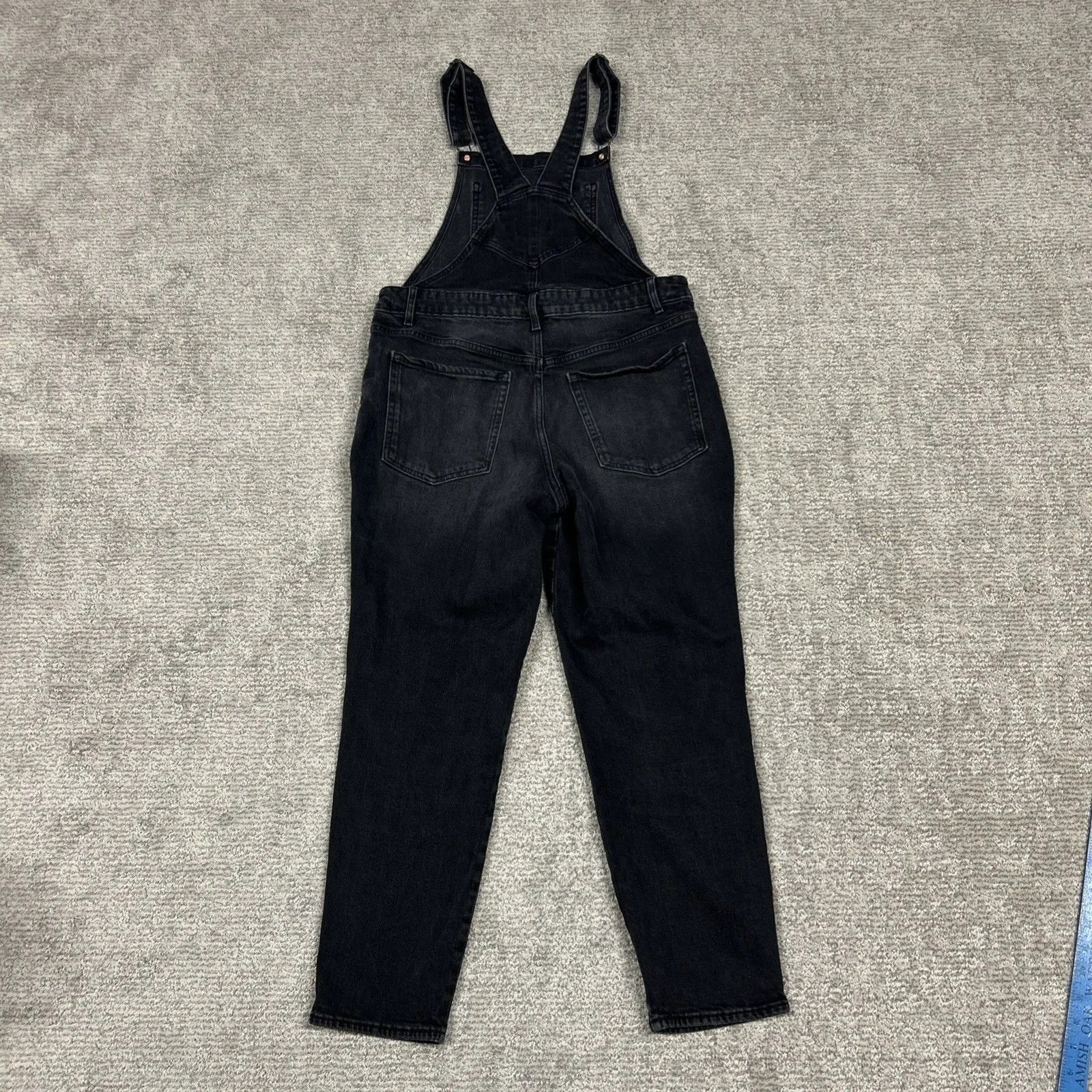 Old Navy Overalls Womens 12 Black Jeans Denim Bibs Relaxed Adjustable Cotton - Image 6
